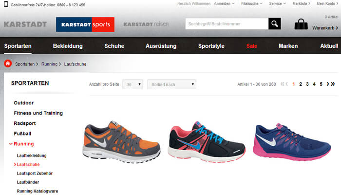 Laufschuhe online kauen bei Karstadt Sports