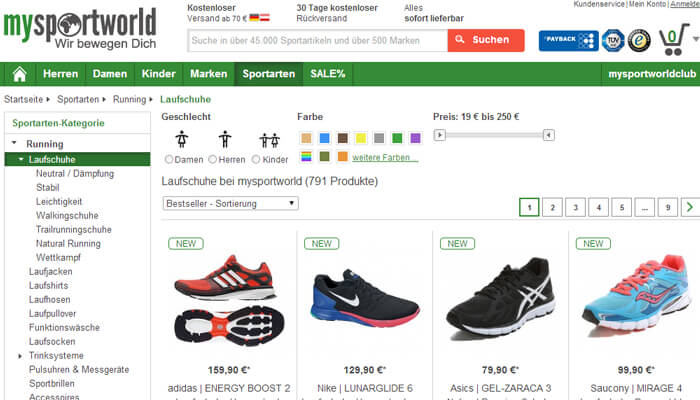 Laufschuhe online kauen bei mysportworld